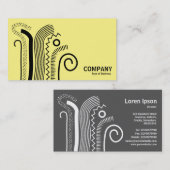 Carte De Visite Lignes Abstraites 02- Noir sur jaune pâle (Devant / Derrière)