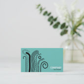 Carte De Visite Lignes Abstraites 02- Noir sur Turquoise clair (Debout devant)