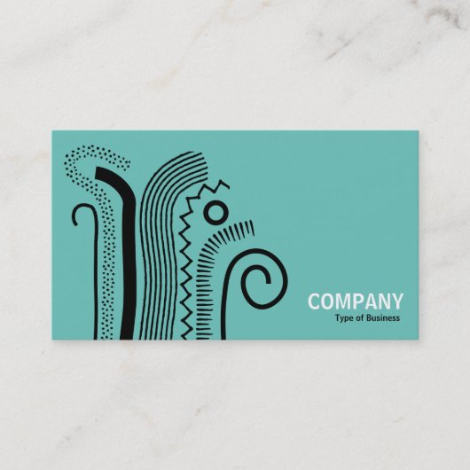 Carte De Visite Lignes Abstraites 02- Noir sur Turquoise clair (Devant)