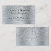Carte De Visite Lignes Abstraites brossées en argent métallique (Devant / Derrière)