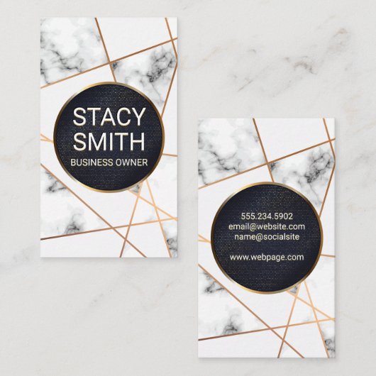 Carte De Visite Lignes Abstraites | Marbre (Devant / Derrière)