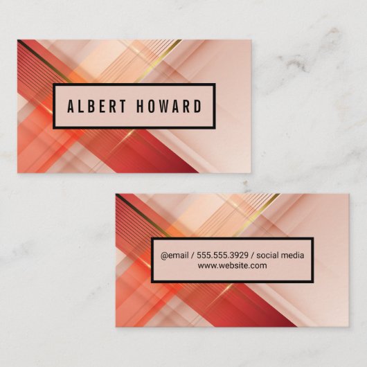 Carte De Visite Lignes Abstraites rose et or (Devant / Derrière)