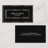 Carte De Visite Lignes argentées métalliques noires (Devant / Derrière)