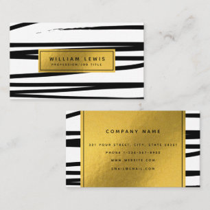 Carte De Visite Lignes Black & Gold modernes Art Abstrait