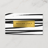 Carte De Visite Lignes Black & Gold modernes Art Abstrait (Devant)