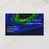 Carte De Visite lignes bleu vif Abstraites lignes vertes calligrap (Dos)