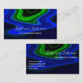 Carte De Visite lignes bleu vif Abstraites lignes vertes calligrap (Devant / Derrière)