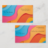 Carte De Visite Lignes courbes de couleur vive avec espace de text (Devant / Derrière)