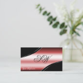 Carte De Visite Lignes courbes rouges rouges noires précieuses Mon (Debout devant)