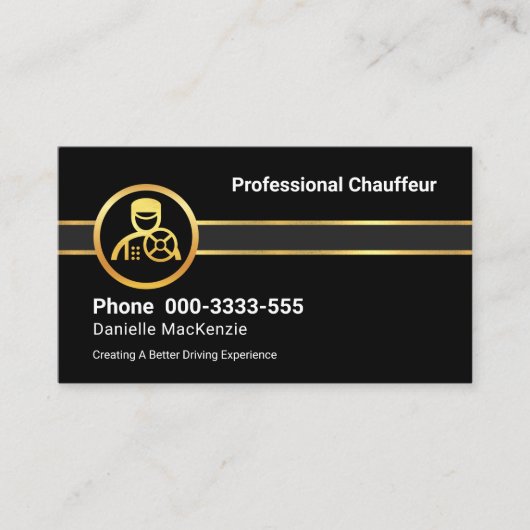 Carte De Visite Lignes de Chauffeur Or Couche Gris (Devant)