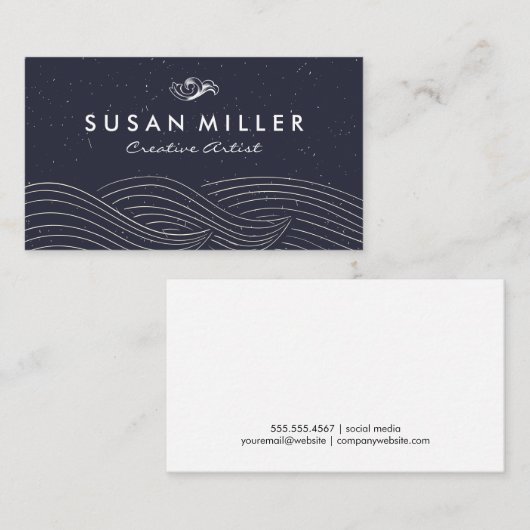 Carte De Visite Lignes de vague créatives (Devant / Derrière)