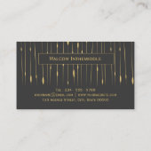 Carte De Visite Lignes d'or Abstraites Monogrammes - Charbon (Dos)