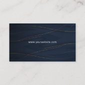 Carte De Visite Lignes d'or | Arrière - plan bleu (Dos)