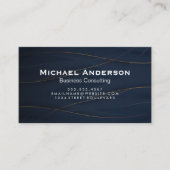 Carte De Visite Lignes d'or | Arrière - plan bleu (Devant)