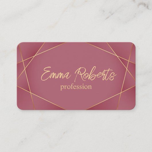 Carte De Visite Lignes d'or de luxe Royal Pink Texture (Devant)
