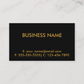 Carte De Visite Lignes d'or en métal noir (Dos)