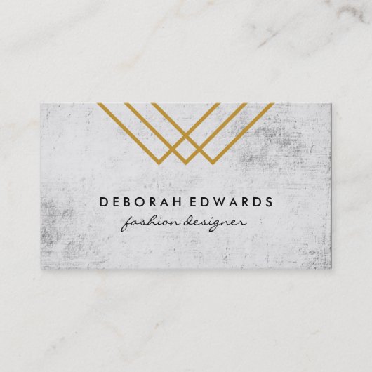 Carte De Visite Lignes d'or géométrique élégantes avec Grunge mode (Devant)