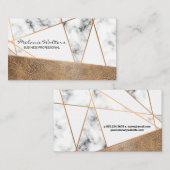 Carte De Visite Lignes d'or rose | Cuir et marbre Brown usé (Devant / Derrière)