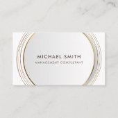 Carte De Visite Lignes dorées de cadre Cercle Blanc (Devant)