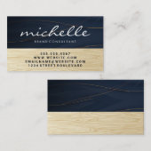 Carte De Visite Lignes dorées élégantes | Grain de bois (Devant / Derrière)