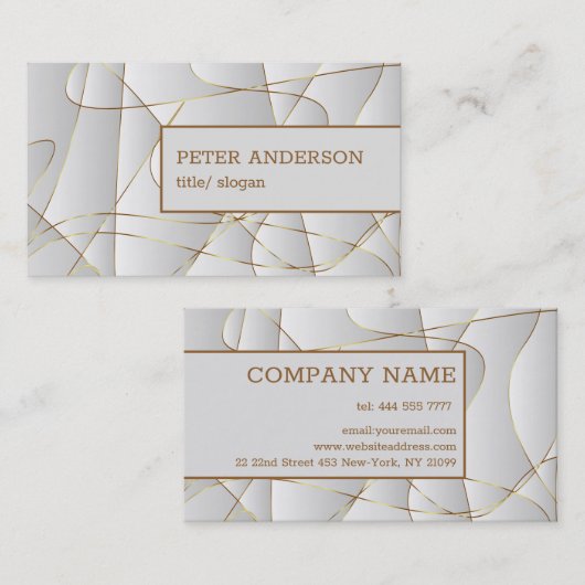 Carte De Visite Lignes dorées modernes (Devant / Derrière)