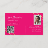 Carte De Visite Lignes dorées roses clair et chaudes avec code QR (Dos)