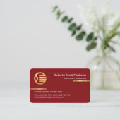 Carte De Visite Lignes dorées simples minimalistes sur couche roug (Debout devant)