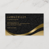 Carte De Visite Lignes dynamiques modernes Monogrammes Noir & Or 2 (Dos)