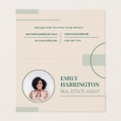Carte De Visite Lignes fines Photo QR Code Agent immobilier Sable (Extérieur déplié)