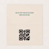 Carte De Visite Lignes fines Photo QR Code Agent immobilier Sable (Intérieur déplié)