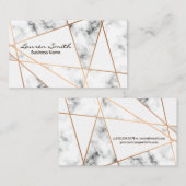 Carte De Visite Lignes métalliques Abstraites roses | Marbre (Devant / Derrière)