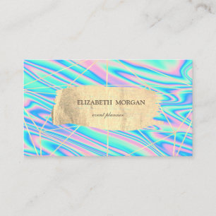 Carte De Visite Lignes modernes élégantes dorées holographiques co