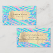 Carte De Visite Lignes modernes élégantes dorées holographiques co (Devant / Derrière)