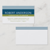 Carte De Visite LIGNES MODERNES SIMPLES vert olive vif bleu foncé (Devant / Derrière)