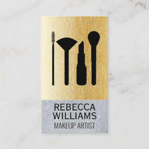 Carte De Visite Lignes naturelles Gradient Or Jeu de maquillage