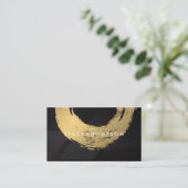 Carte De Visite Lignes noires élégantes brossées d'or (Debout devant)
