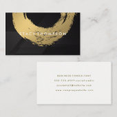 Carte De Visite Lignes noires élégantes brossées d'or (Devant / Derrière)