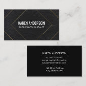 Carte De Visite Lignes Or Élégantes / Cuir Faux (Devant / Derrière)