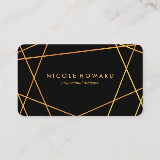 Carte De Visite Lignes Or Exquises Noir (Devant)