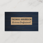 Carte De Visite Lignes or stylées | Arrière - plan bleu profond (Devant)