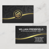 Carte De Visite Lignes topographiques | Gold Black Sleek (Devant / Derrière)