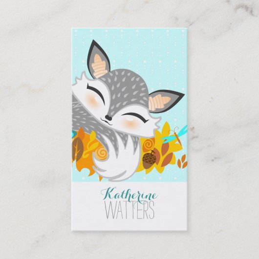 Carte De Visite Lil Foxie Cub - Cute Fox Vertical Bizcards (Devant)