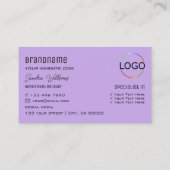 Carte De Visite Lilac clair avec Monogramme et Logo Clair violet (Dos)