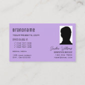 Carte De Visite Lilac clair avec Monogramme et lumière photo viole (Dos)