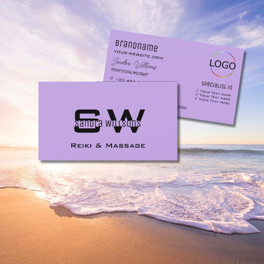 Carte De Visite Lilac classique avec Monogramme et Logo Lumière vi