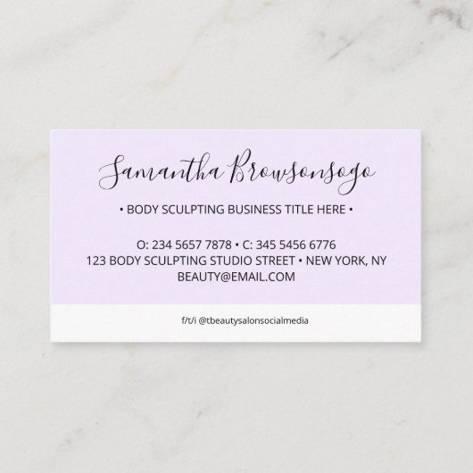 Carte De Visite Lilac Clean Design simple avec cadre rectangle (Dos)