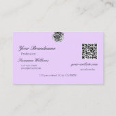 Carte De Visite Lilac gris clair Rose mou Létré Initiales Code QR (Dos)