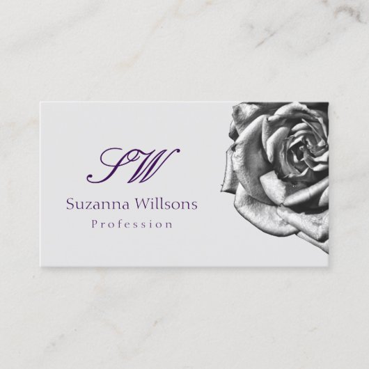 Carte De Visite Lilac gris clair Rose mou Létré Initiales Code QR (Devant)