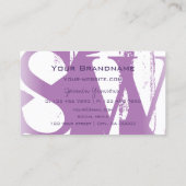 Carte De Visite Lilac moderne violet blanc chic avec Monogramme (Dos)