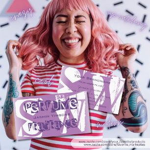 Carte De Visite Lilac moderne violet blanc chic avec Monogramme